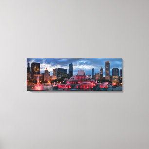 Chicago Skyline on Canvas 12x36 Print