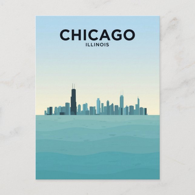 Chicago Skyline Over Lake Postcard (Front)