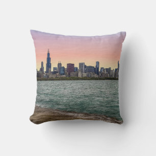 Chicago Skyline Painterly Throw Pillow