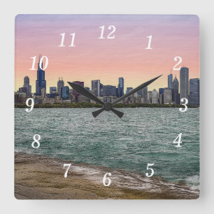 Chicago Skyline Painterly Wall Clock