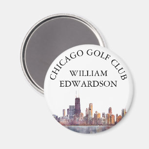 Chicago Skyline Personalized Golf Club Name Magnet