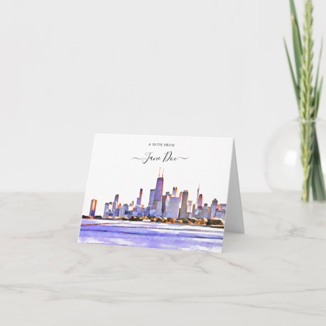 Chicago Skyline Personalized Note Card (Front)