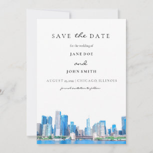 Chicago Skyline plat Enregistrer la carte Date