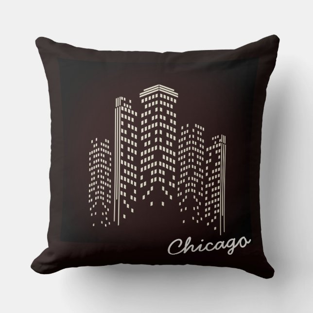 Chicago Skyline Polyester Pillow (Front)