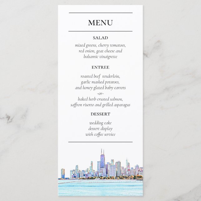 Chicago Skyline Reception Menu (Front)
