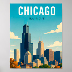 Chicago Skyline Reflections Poster