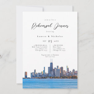 Chicago Skyline Rehearsal Dinner Invitation