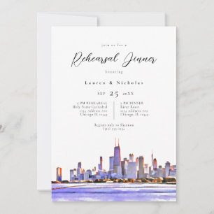 Chicago Skyline Rehearsal Dinner Invitation