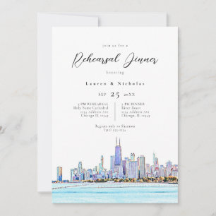 Chicago Skyline Rehearsal Dinner Invitation