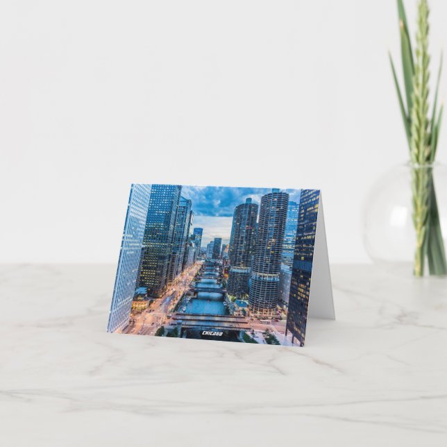 Chicago Skyline River Note Card (Front)