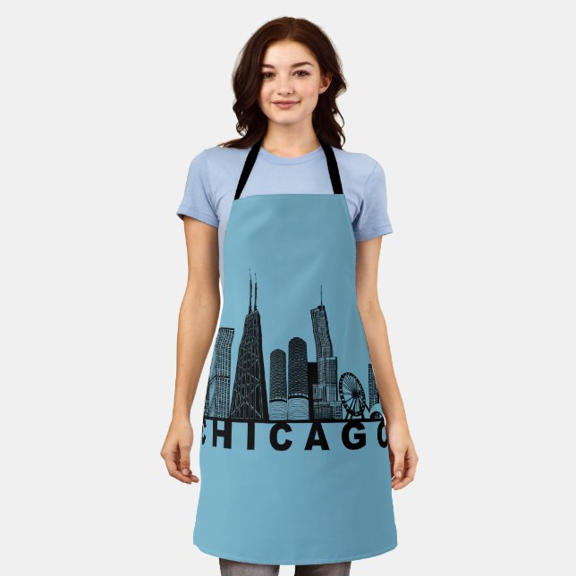 Chicago Skyline Silhouette  Apron (Worn)