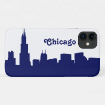 Chicago Skyline Silhouette Blue
