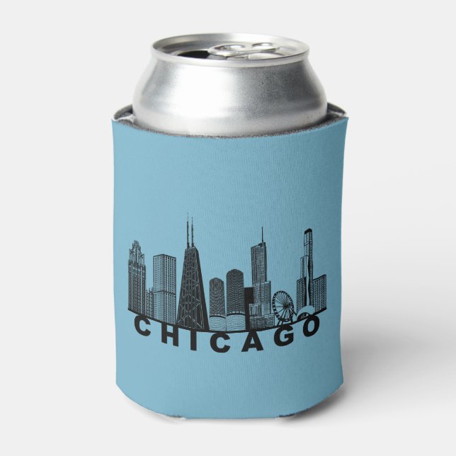Chicago Skyline Silhouette  Can Cooler (Can Front)