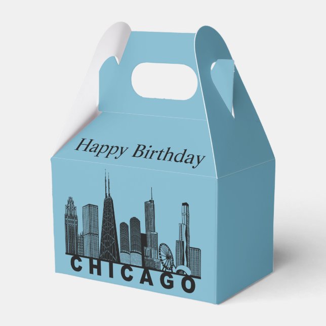 Chicago Skyline Silhouette  Favor Box (Front Side)