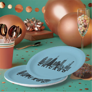 Chicago Skyline Silhouette  Paper Plate