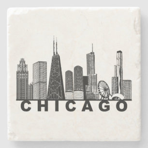 Chicago Skyline Silhouette  Stone Coaster