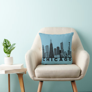Chicago Skyline Silhouette  Throw Pillow