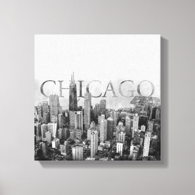 Chicago Skyline Sketch Canvas Print (Front)