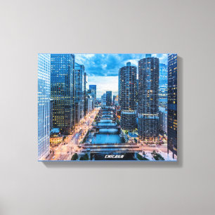Chicago Skyline Skyscrapers River Canvas Print
