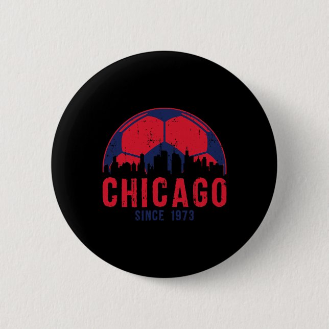 Chicago Skyline Soccer Fc Futbol Illinois  2 Inch Round Button (Front)