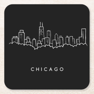 Chicago Skyline Square Paper Coaster