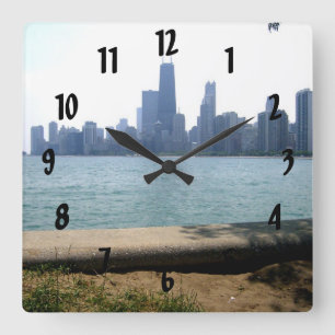 Chicago Skyline Square Wall Clock