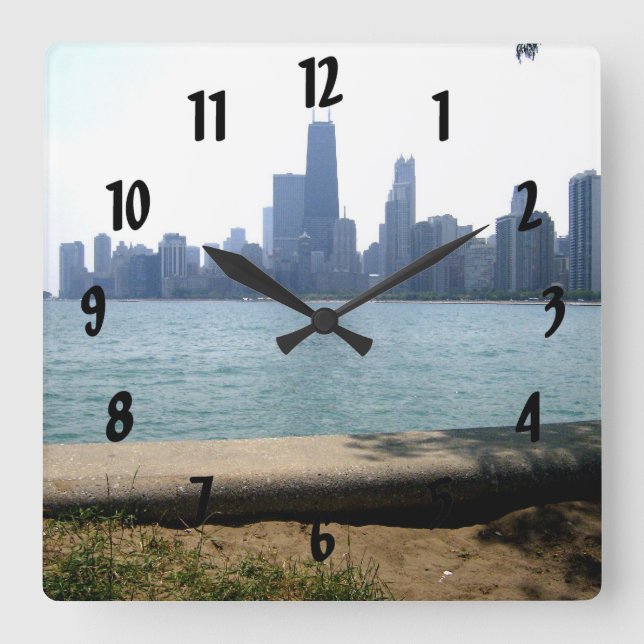 Chicago Skyline Square Wall Clock (Front)