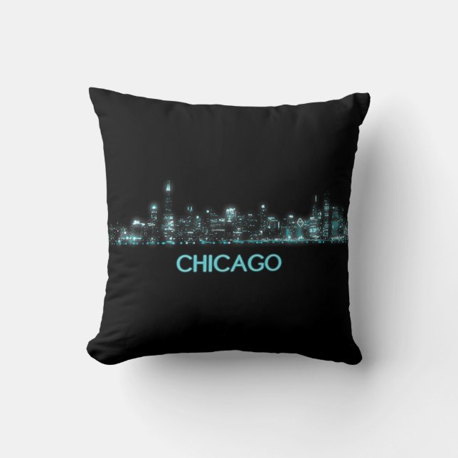 Chicago Skyline Throw Pillow (Front)