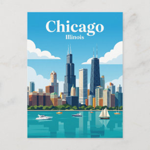 Chicago Skyline USA Postcard