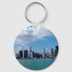 Chicago skyline view from Navy Pier Keychain