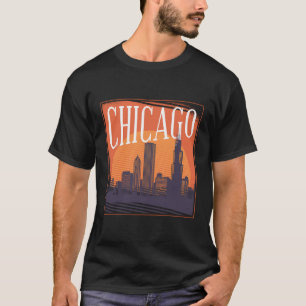 Chicago Skyline Vintage Retro Illinois Souvenir Gi T-Shirt