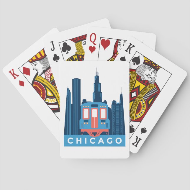 Chicago Skyline Vintage Travel  Playing Cards (Back)