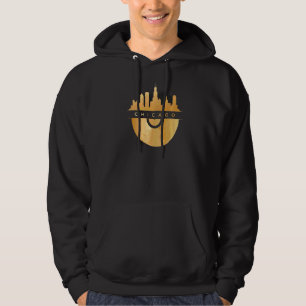 Chicago Skyline Vinyl Music Record Illinois Il Blu Hoodie