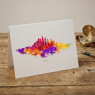 Chicago Skyline Watercolor Art on White Background Thank You Card