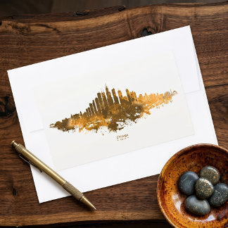 Chicago Skyline Watercolor Orange Cityscape Art Sticker