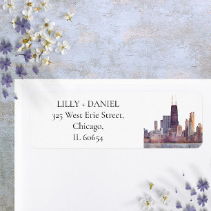 Chicago Skyline Watercolor Return Address