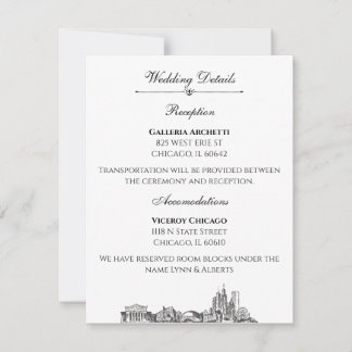 Chicago Skyline Wedding Details For Invitation
