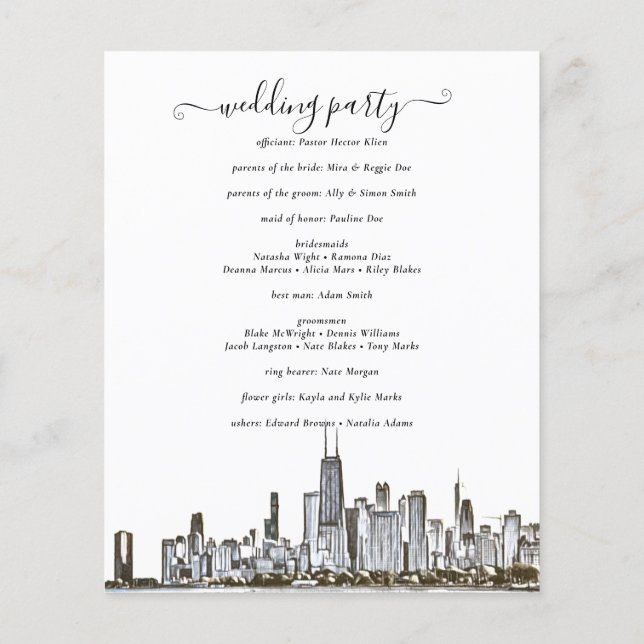 Chicago Skyline Wedding Program (Back)