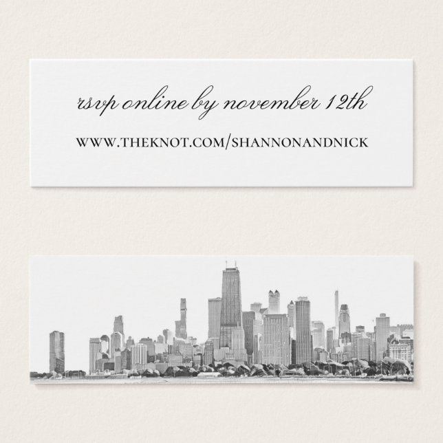 Chicago Skyline Wedding Website Enclosure Card (Front & Back)