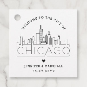 Chicago Skyline   Wedding Welcome Favour Tags