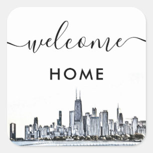 Chicago Skyline Welcome Home Label