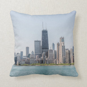 Chicago Skyline With Lake Michigan Throw Pillow