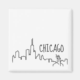 Chicago Skyline with Lighthouse Small Magnet - 2x2