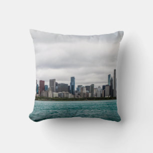 Chicago skylinechicago, skyline, aerial, architect throw pillow