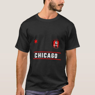 Chicago Soccer Jersey Mini Badge Fire Red Deep Blu T-Shirt