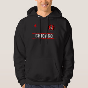 Chicago Soccer Jersey - Mini Badge - Fire Red Deep Hoodie