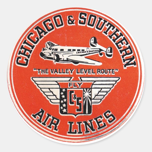 Chicago & Southern Air Lines logo Classic Round Sticker (Front)