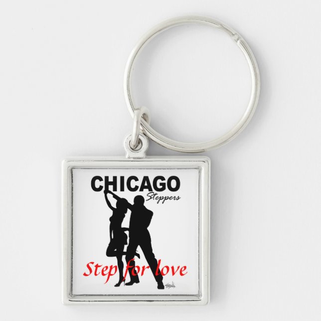 Chicago Steppers - Step For Love black silhouette Keychain (Front)
