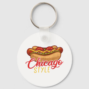 Chicago Style Best Hot Dog Gift Hotdog Keychain