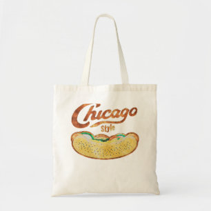 Chicago Style Hot Dog Distressed  Tote Bag